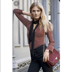 Express polka dot burgundy top S with neck tie
